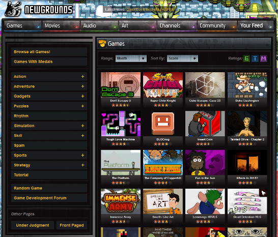 Newgrounds, puit sans fond de jeux Flash