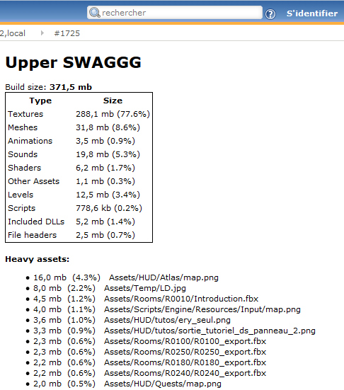 Le plugin sort des informations utiles des builds